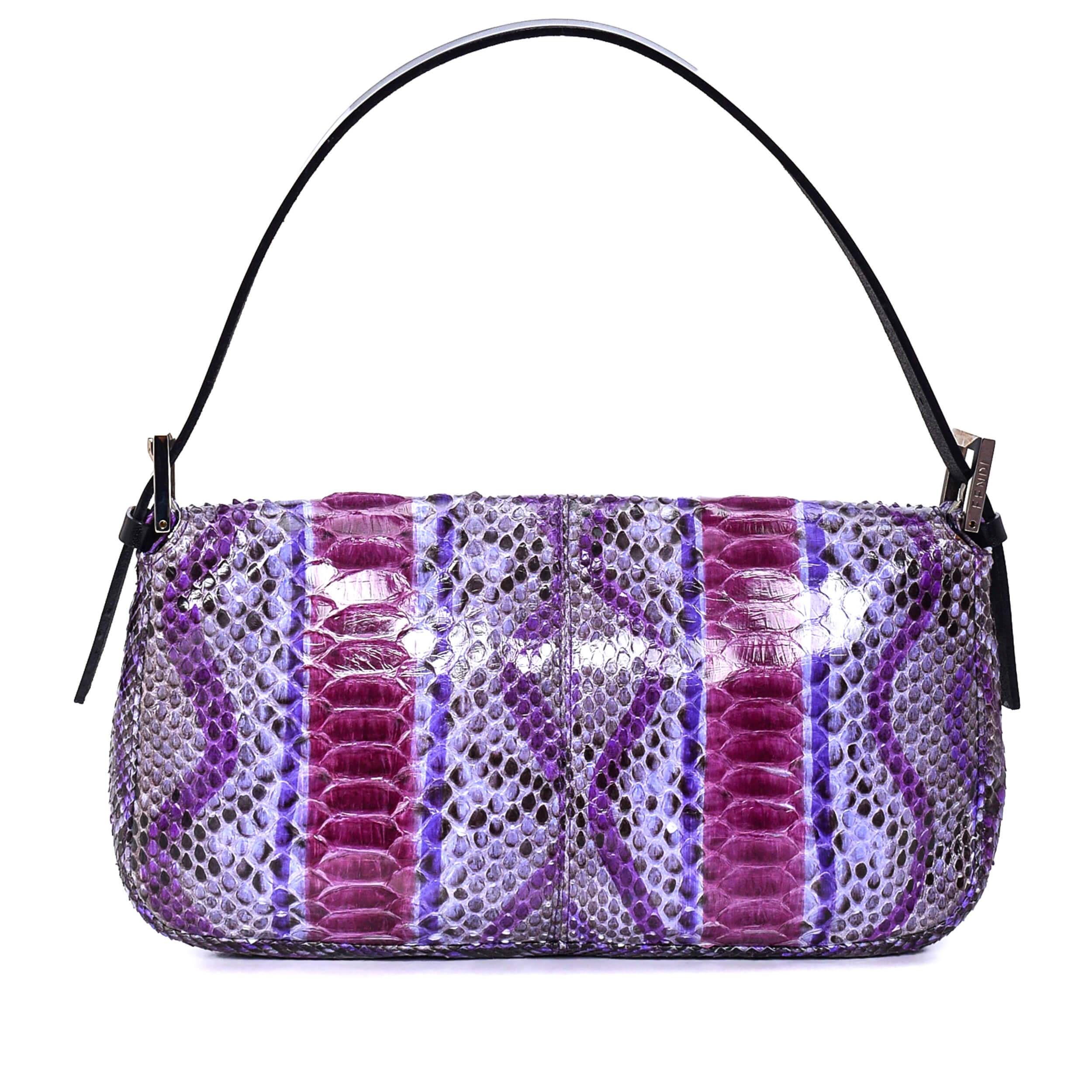 Fendi - Purple Exotic Leather FF Baguette Mirror Detail Bag